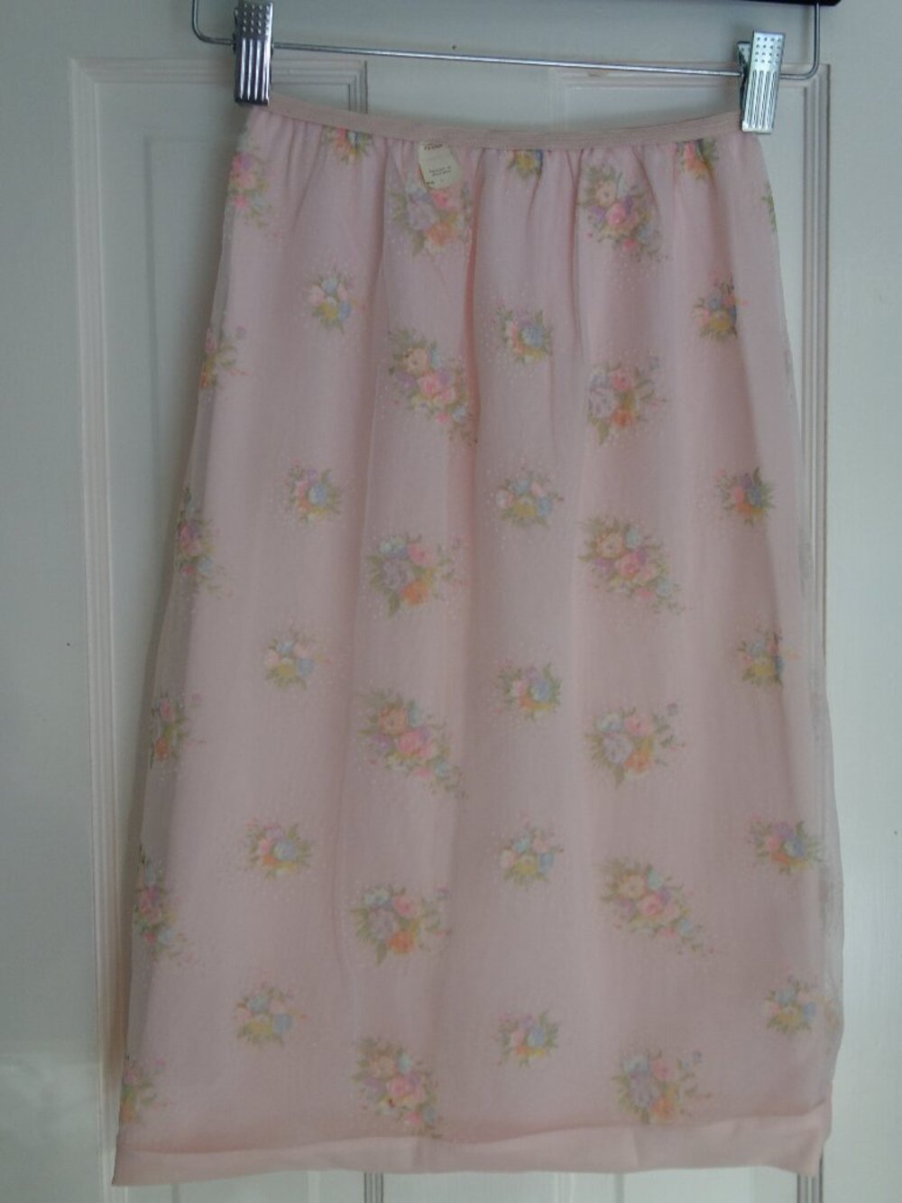 NWT yet VNTG – Pink Floral Swiss Dot Two-Layer Skirt / Slip –Girls Med